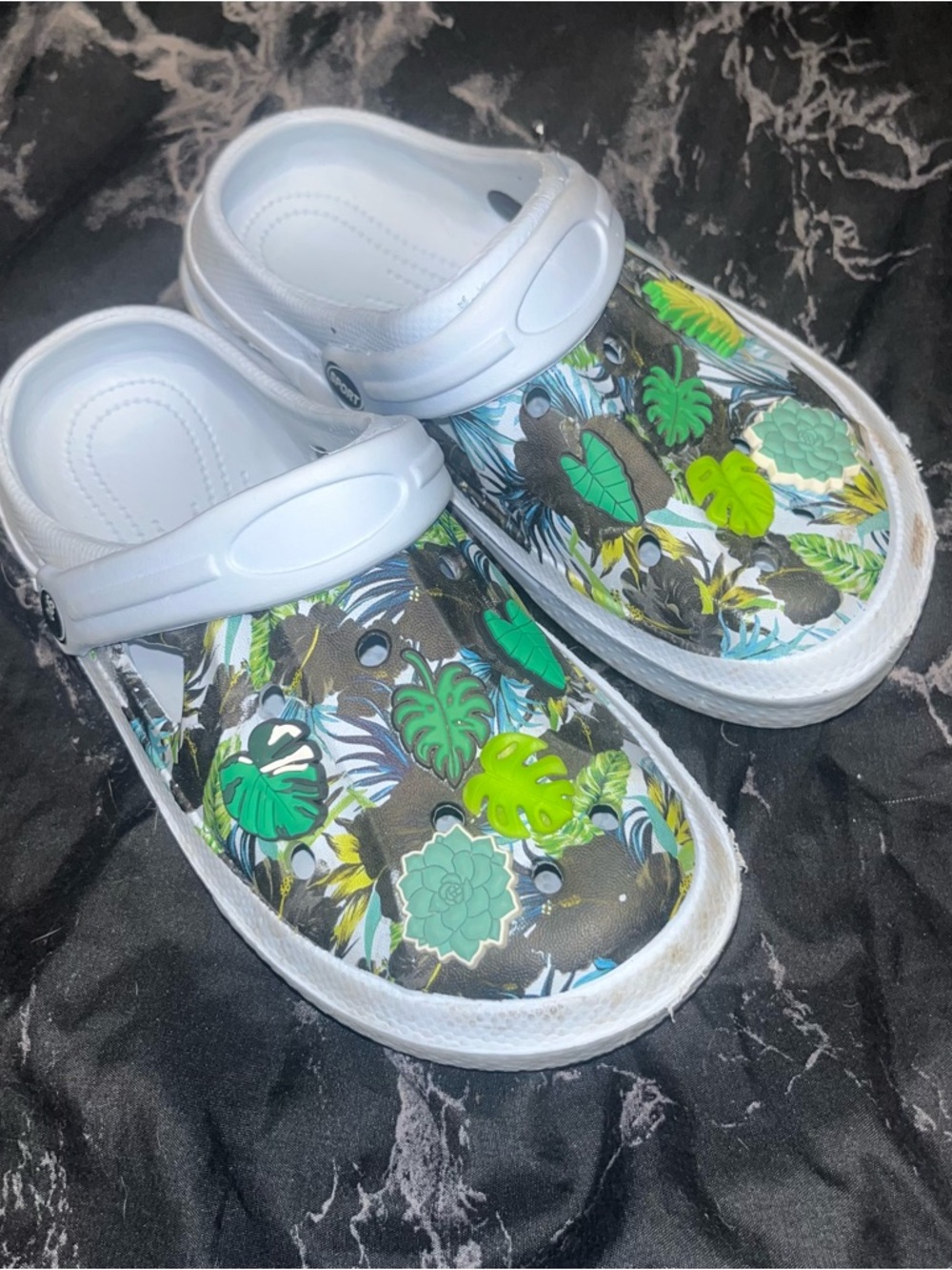 Light Blue tropical Garden Print crocs Clog Shoes m5 w7 (37)